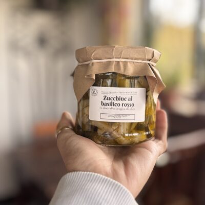 Zucchine in olio evo e basilico rosso